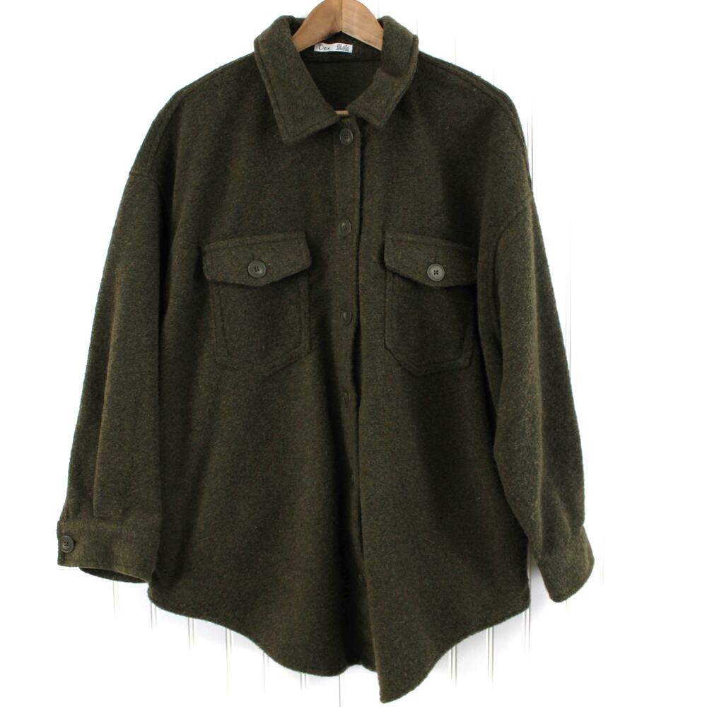 Dex Shacket Shirt Jacket Plus Size 1X Chunky‎ Grunge Minimalist Urban Cozy Fall
